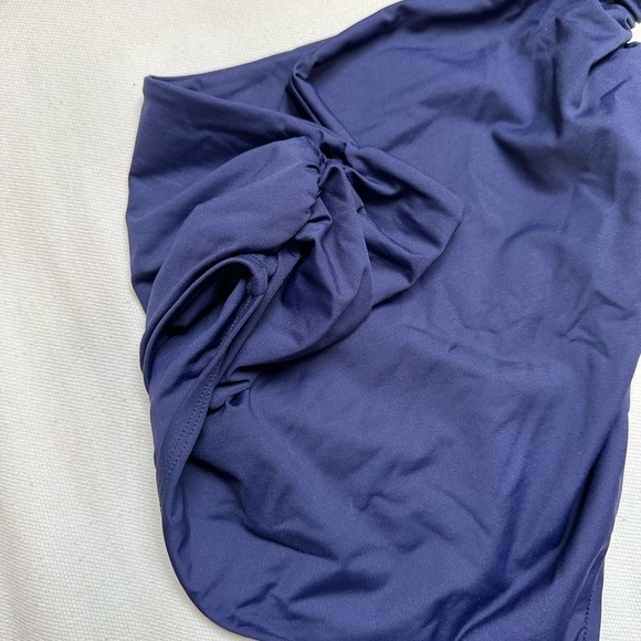 ANNE COLE BIKINI SWIM BOTTOMSz M HI WAISTED RUCHED SIDES ROLL DOWN BLUE3516 P - Picture 8 of 11